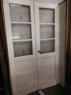 221,5hx131br smalle set dubbele deuren met glas, Antiek en Kunst, Ophalen