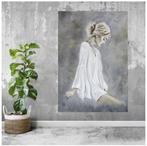 Schilderij-Xl-200-140-Silhouet-Vrouw-Groot-Wand-Kleed-Deco, Ophalen of Verzenden