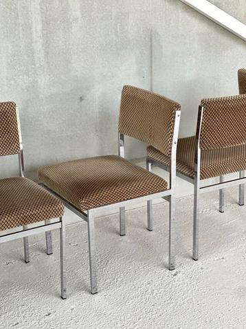 Vintage chroom eetkamerstoelen, 1980’s | 4+1 gratis beschikbaar voor biedingen
