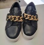 Dune zwarte sneaker klittenband & gouden schakels 37 48198, ., Zwart, Ophalen of Verzenden, Dune
