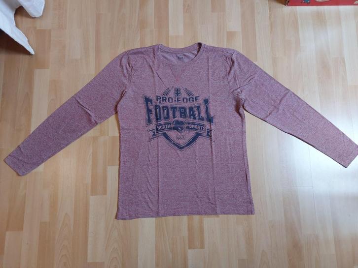 Rood/wit longsleeve *Jean Pascale*, Kleding | Heren, T-shirts, Zo goed als nieuw, Maat 52/54 (L), Rood, Ophalen of Verzenden