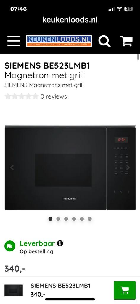 SIEMENS BE523LMB1Magnetron met grill, Witgoed en Apparatuur, Magnetrons, Nieuw, Inbouw, Magnetron, Grill, Draaiplateau, Ophalen of Verzenden
