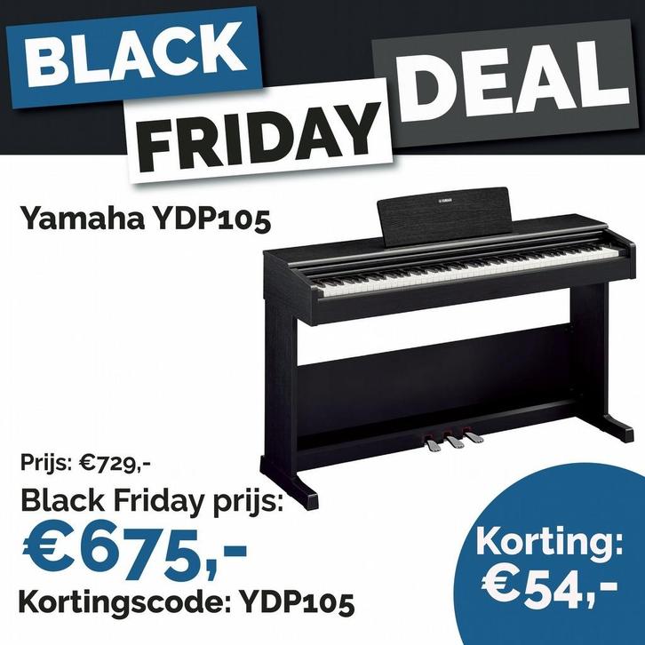 Yamaha YDP-105 Digitale Piano Zwart, Muziek en Instrumenten, Piano's, Nieuw, Piano, Zwart, Digitaal, Ophalen of Verzenden