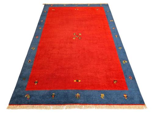 Handmade oriental Gabbeh tapijt modern blue border 200x297cm, Huis en Inrichting, Stoffering | Tapijten en Kleden, Zo goed als nieuw