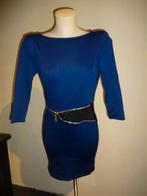 Elisabetta Franchi donker blauwe stretch jurk gouden rits