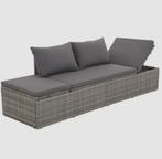 vidaXL Loungebed met ligkussen en kussens poly rattan grijs, Tuin en Terras, Tuinbanken, Ophalen of Verzenden, Nieuw, Kunststof