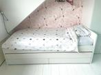 IKEA SLÄKT Uitschuifbed + 2 Matrassen, Ophalen, 85 tot 100 cm, Zo goed als nieuw, Lattenbodem