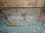 Vintage Suiker- en Roomstel op Dienblad, Antiek en Kunst, Antiek | Glas en Kristal, Ophalen of Verzenden