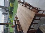 Teak tafel met 6 stoelen, Huis en Inrichting, Ophalen, Gebruikt, Teak landelijk, 6 tot 8 stoelen