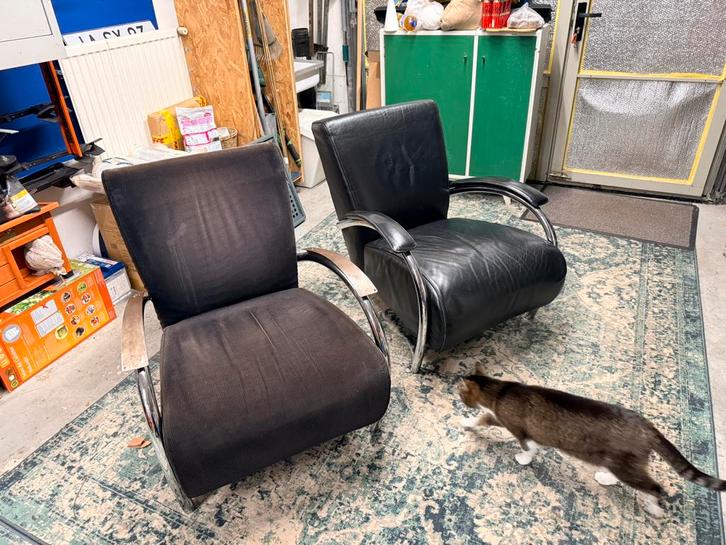 2 fauteuils (ook los te koop), Huis en Inrichting, Fauteuils, Zo goed als nieuw, Leer, Stof, 50 tot 75 cm, Minder dan 75 cm, Ophalen