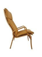 Vintage fauteuil mosterd geel leer leather chair Ostergaard, Huis en Inrichting, Gebruikt, Overige kleuren, ., Vintage