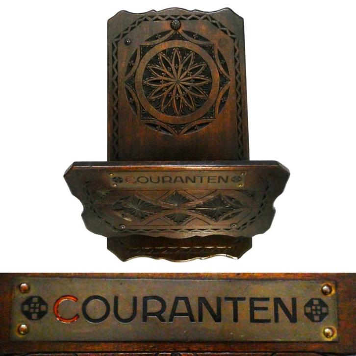 Fries kerfsnede dagbladhouder / krantenhouder / couranten, Antiek en Kunst, Curiosa en Brocante, Ophalen of Verzenden