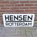 Groot emaille reclamebord, naambord van Hensen Rotterdam., Verzamelen, Merken en Reclamevoorwerpen, Reclamebord, Gebruikt, ., Ophalen of Verzenden