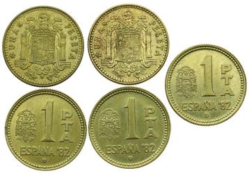 Spanje - 5 x 1 Peseta 1975 2x en 1980 3x schitterend beschikbaar voor biedingen
