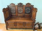 Antieke houten bank met opbergruimte, Antiek en Kunst, Antiek | Meubels | Stoelen en Banken, Ophalen of Verzenden
