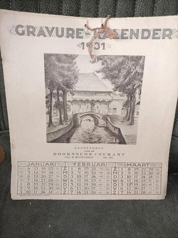 Gravure kalender uit 1931 brocante beschikbaar voor biedingen