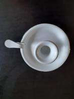 Brocante IB Laursen blaker kandelaar emaille wit zwarte bies, Ophalen of Verzenden