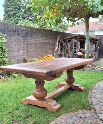Oude eiken kloostertafel eettafel bolpoottafel 225x92 beschikbaar voor biedingen