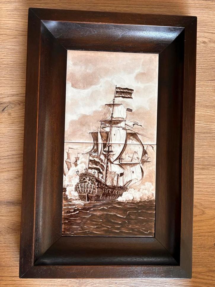 Handgeschilderde tegel zeilschip – Cees van Leeuwen, Antiek en Kunst, Antiek | Wandborden en Tegels, Ophalen of Verzenden