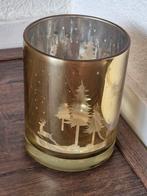 Gouden windlicht met kerst- / wintermotief, Diversen, Kerst, Ophalen of Verzenden, Zo goed als nieuw