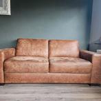 Cognac leren tweepersoonsbank, Huis en Inrichting, Banken | Bankstellen, Ophalen, Gebruikt, 150 tot 200 cm, Vintage