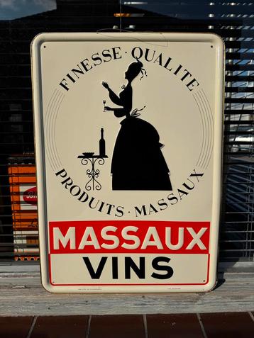 Vintage Massaux Vins Reclamebord 1953 beschikbaar voor biedingen