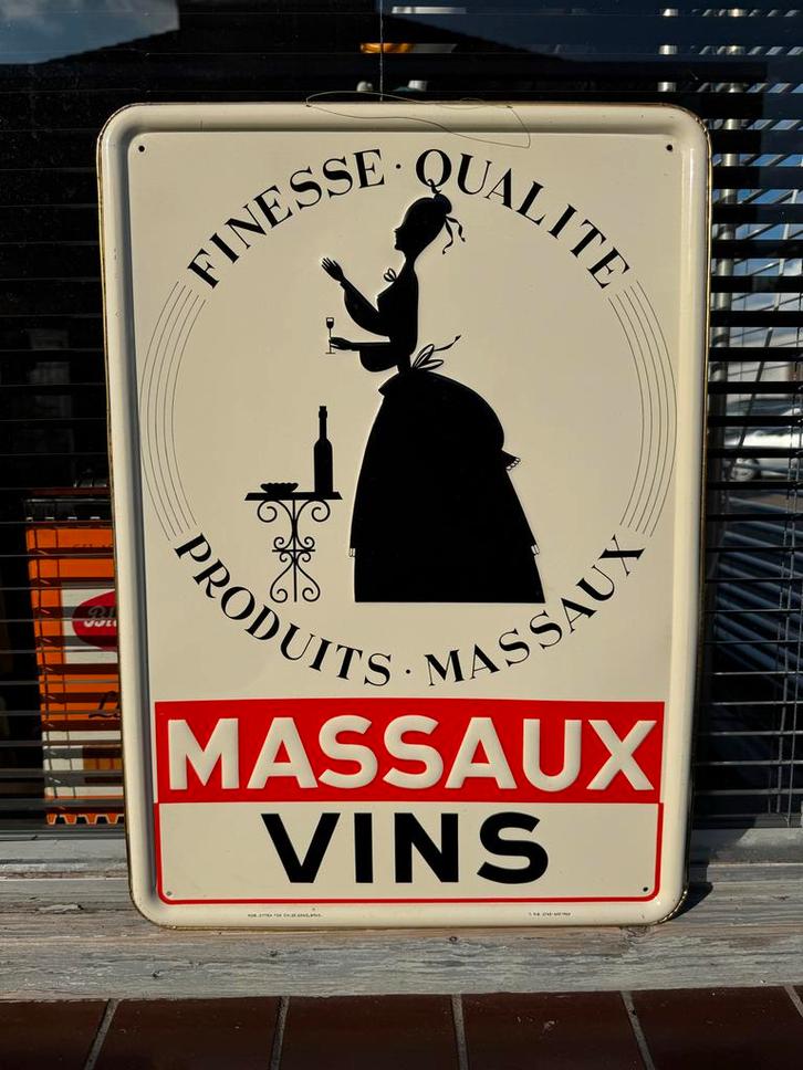 Vintage Massaux Vins Reclamebord 1953, Antiek en Kunst, Antiek | Wandborden en Tegels, Ophalen of Verzenden