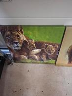 Wanddecoratie: Leeuwen en Olifanten Schilderijen, Minder dan 50 cm, Ophalen of Verzenden, Zo goed als nieuw, Schilderij