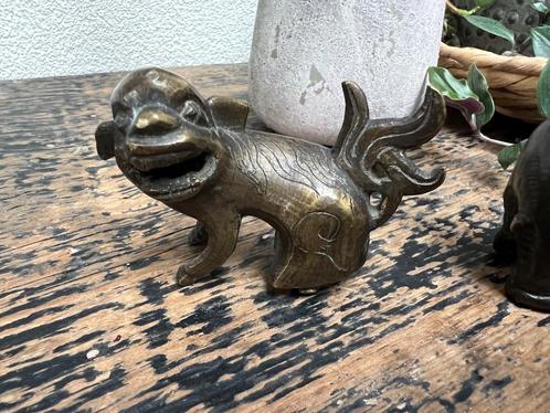 Chinese oude brons foo dog leeuw chinees oud aziatisch, Verzamelen, Beelden en Beeldjes, Gebruikt, Religie, Ophalen of Verzenden