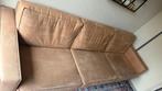 Nog goed uitziende bank, 5-zits, cognac kleur, microleder, Ophalen, 250 tot 300 cm, Gebruikt, 75 tot 100 cm