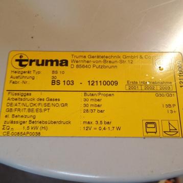 Truma BS103 boiler beschikbaar voor biedingen