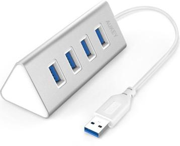 Aukey - USB hub CB-H31 (4 x USB 3.0, Power Delivery, alumini beschikbaar voor biedingen