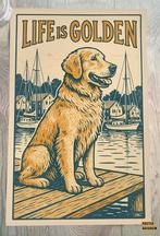 Golden Retriever Hond Kunst Art Poster Affiche, Ophalen of Verzenden, Nieuw, A1 t/m A3, Film en Tv