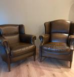 2 stijlvolle klassieke schapenleren oorfauteuils Muylaert, Huis en Inrichting, Fauteuils, Ophalen, Zo goed als nieuw, 75 tot 100 cm