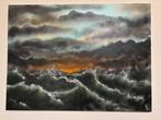 Acryl op doek 78x58cm "Tempest Horizon" Door Wouter Wilms, Antiek en Kunst, Kunst | Schilderijen | Abstract, Ophalen of Verzenden