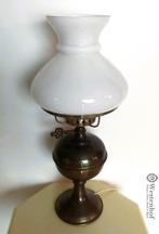 Brocante olielamp - tafellamp - elektrische  antiek koper, Huis en Inrichting, Lampen | Tafellampen, Ophalen of Verzenden, Gebruikt
