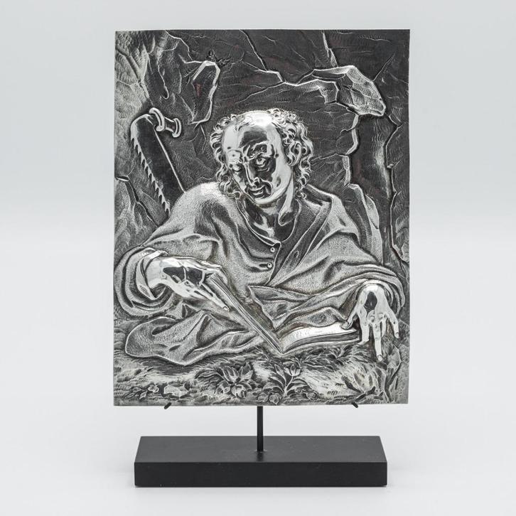 Zilveren plaquette Simon, 18e eeuw, Antiek en Kunst, Antiek | Religie, Ophalen of Verzenden