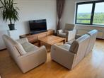 Luxe crème leren bankenset relaxfauteuil en 3 zit elektrisch, Ophalen, Zo goed als nieuw, 75 tot 100 cm
