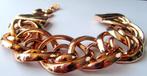 Mooie schakel Armband hoogglans gepolijst roze goud verguld, Verzenden