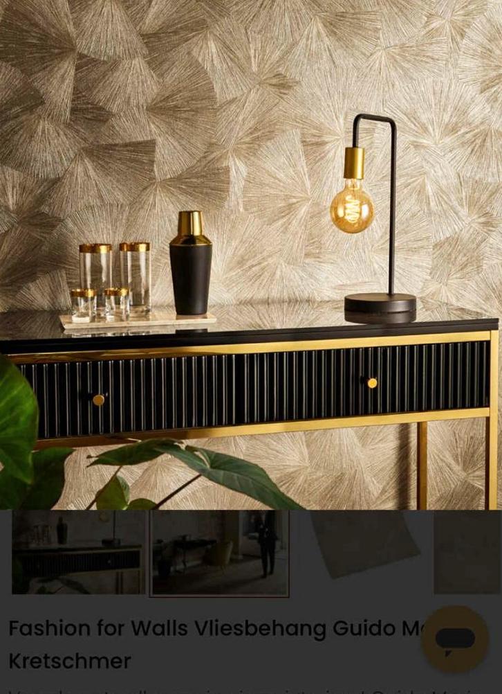 Gouden Hotel Chique Behang - Erismann, 3 rollen, Huis en Inrichting, Stoffering | Behang, 10 tot 25 m², Ophalen of Verzenden