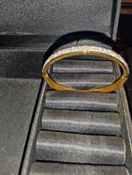 Gouden slaven armband met strass steentje, Sieraden, Tassen en Uiterlijk, Staal, Nieuw, Ophalen of Verzenden, Goud