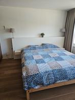 Bed achterwand met boekenkastjes en ladekastjes / hoofdbord, Ophalen, Wit, Tweepersoons, Zo goed als nieuw