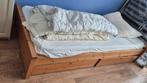 Extra lang houten bed met matras, Huis en Inrichting, Slaapkamer | Bedden, Ophalen, Gebruikt, 90 cm, Eenpersoons