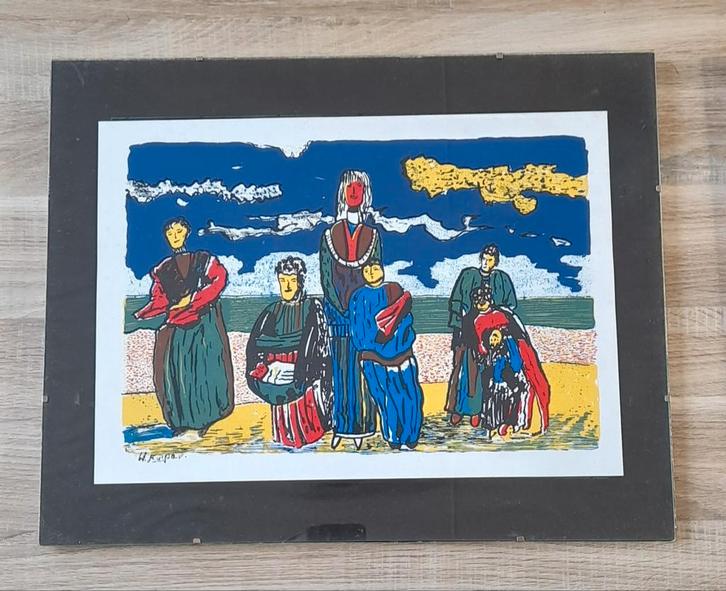 H Kuiper - Vissersfamilie - Zeefdruk, Antiek en Kunst, Kunst | Litho's en Zeefdrukken, Ophalen