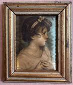 Mooi schilderijtje, hout en zijde, Joshua Reynolds, Antiek en Kunst, Ophalen of Verzenden