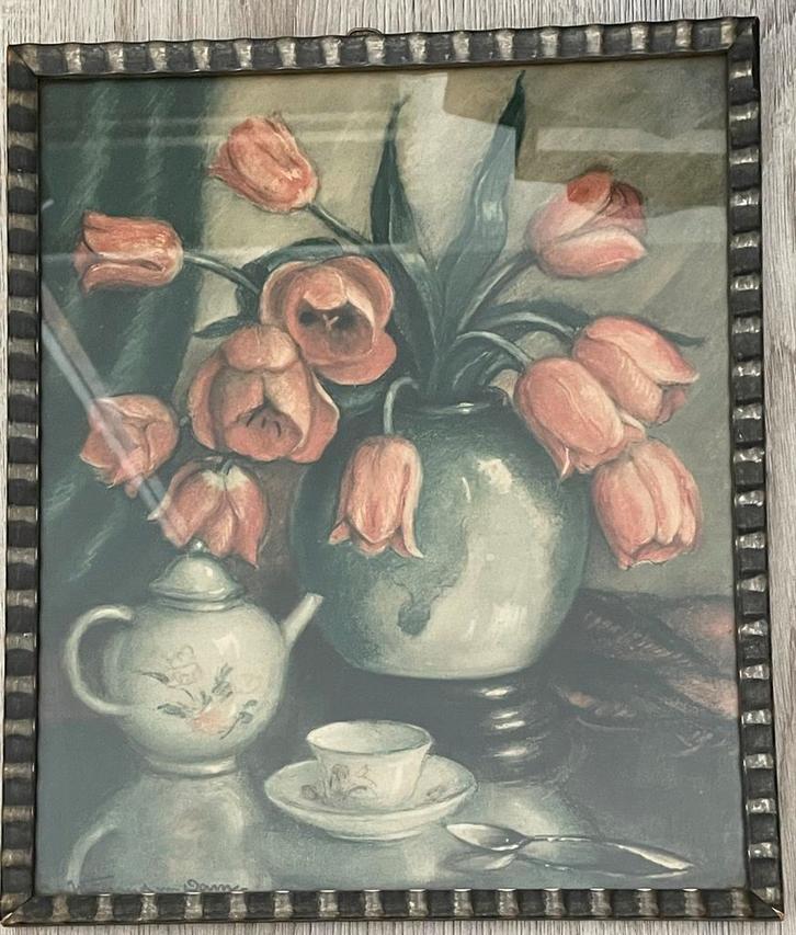 Schilderij Wijnand van Dam - Tulpen Stilleven, Antiek en Kunst, Kunst | Schilderijen | Klassiek, Ophalen of Verzenden