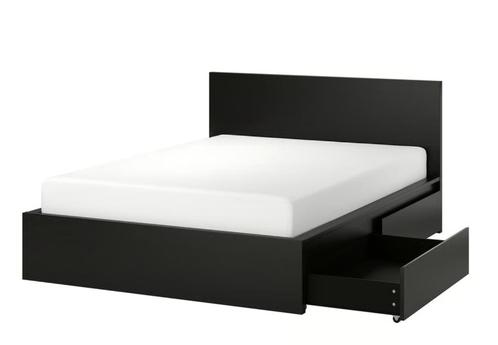 IKEA MALM Bedframe, hoog, met 2 bedlades, 140x200CM, Huis en Inrichting, Slaapkamer | Bedden, Gebruikt, Tweepersoons, 140 cm, 200 cm