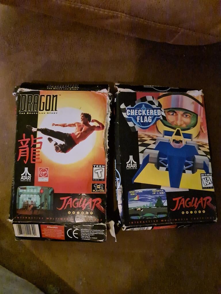 Atari Jaguar Games - Dragon & Checkered Flag, Spelcomputers en Games, Gebruikt, Vechten, 2 spelers, Eén computer