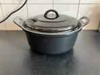 Franse zwarte gietijzeren braadpan 24 cm, Ophalen of Verzenden, Gebruikt, Gietijzer, Koekenpan of Braadpan
