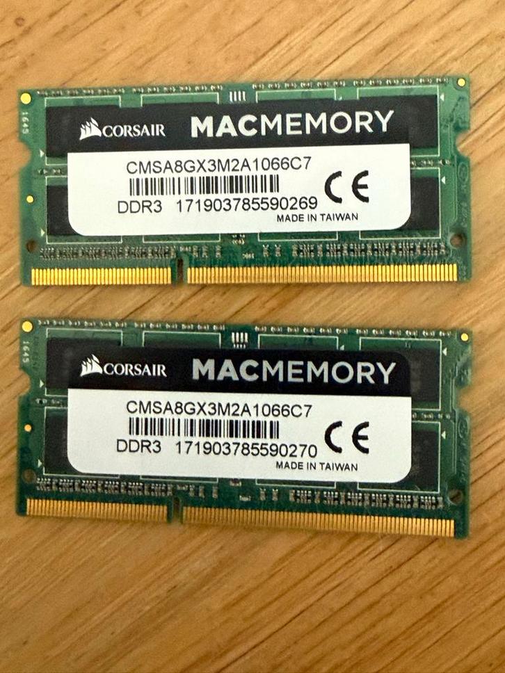 8GB (2x4GB) Corsair DDR3 SODIMM 1066MHz Mac Memory, Computers en Software, RAM geheugen, Zo goed als nieuw, Laptop, 8 GB, DDR3